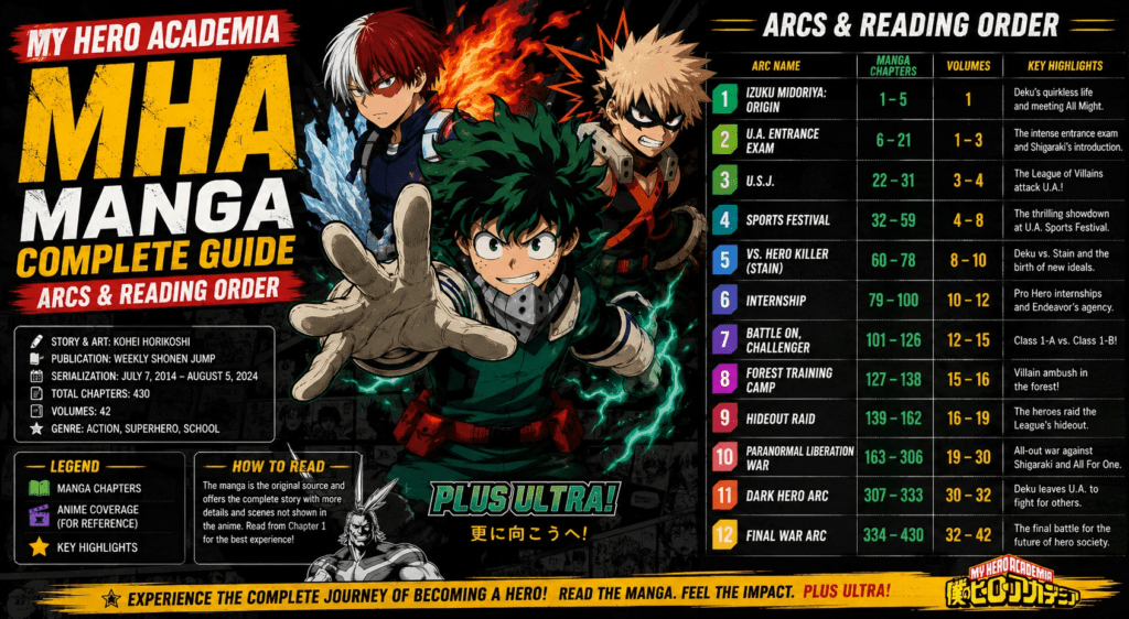 MHA Manga: Complete Guide, Arcs & Reading